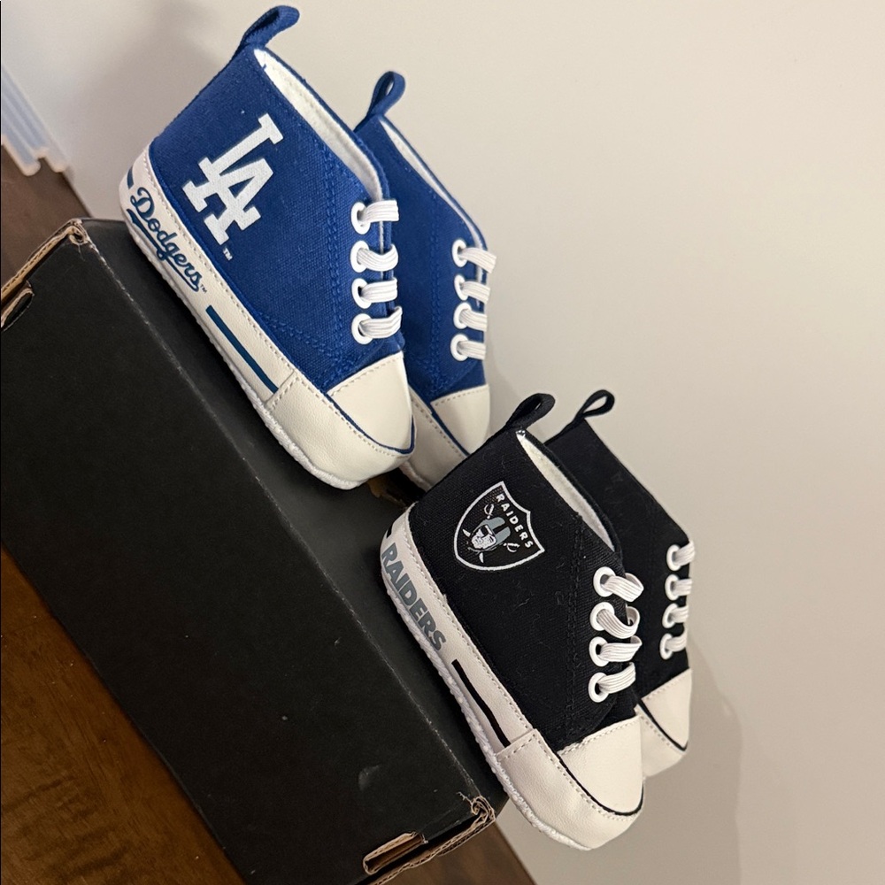 Dodgers and Raiders Baby Shoes